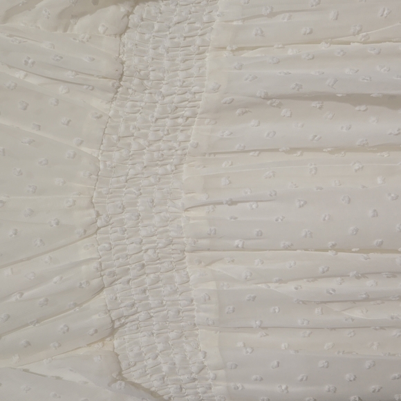 ROBBIE BEE PETITE V NECK CHIFFON SHORT SLEEVE FIT AND FLARE DRESS  PS OFF WHITE - Picture 8 of 15